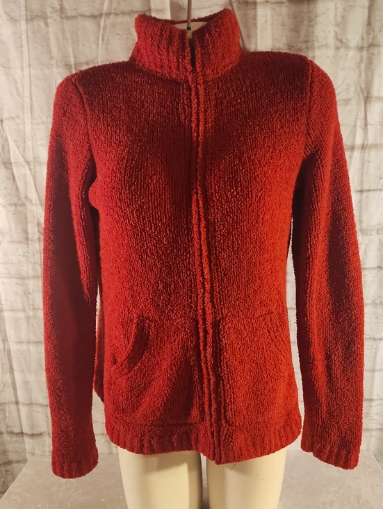 Eddie Bauer Jackets & Blazers - Eddie Bauer Plush Deep Red Teddy Zip-Up Jacket